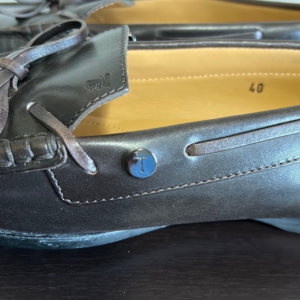 TODS CITY GOMMINO LEATHER DRIVING SHOES Mens Dark Brown Italian Sz 40 US 8 - Picture 9 of 14